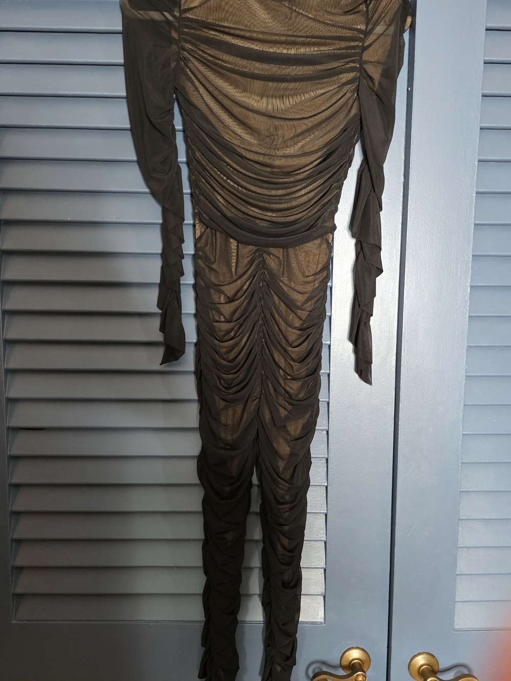SER.O.YA Virgo Ruched Mesh Catsuit Jumpsuit in Black - Size M - Picture 13 of 14